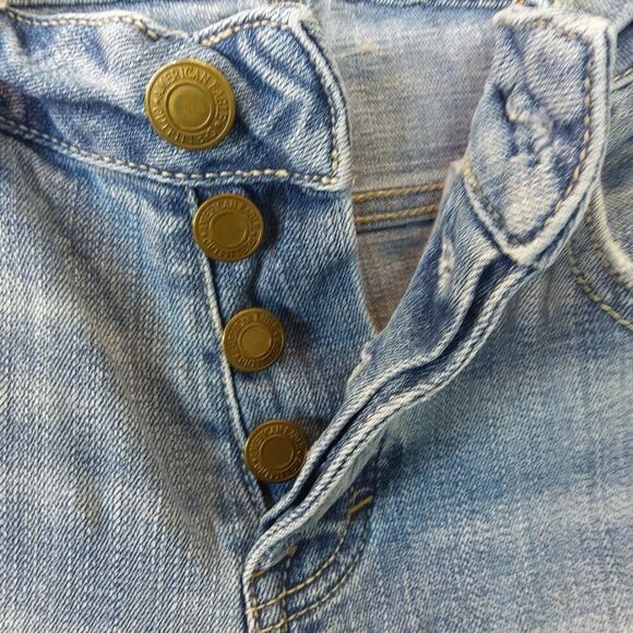American Eaglel button front blue distressed stretch boy Jean  jeans - Picture 8 of 15